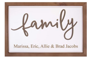 Family Framed Sign - Laser Engravable