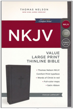 Load image into Gallery viewer, NKJV Value Thinline Bible Large Print - Charcoal