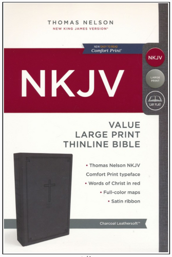 NKJV Value Thinline Bible Large Print - Charcoal